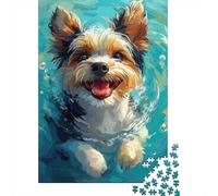 Yorkshire Terrier Jigsaw Puzzles 1000Pc Recycled Paper SwimmingPuzzle for Adults Jigsaw Puzzle Fun And Challenging Family Game Festivals Celebration Gifts 52x38cm/1000pcs