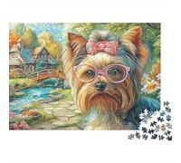 Yorkshire Terrier Jigsaw Puzzles for Adults 1000 Piece Cute Pet Puzzle Challenging Game for The Whole for Women, Gifts for Men Home Decoration Puzzle 52x38cm/1000pcs