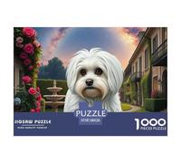 Yorkshire Terrier Jigsaws Kid Age 12 Years Up Impossible And Difficult Challenge 1000 Piece Pet Dog Challenging Puzzle Games Educational Games There Are Letters on The Back 38x26cm/1000pcs