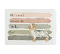 Yorkshire Terrier Large Rectangular Glass Worktop Protector - Yorkie Dogs Themed Gifts - Smooth Board Kitchen Chopping/Cutting Board Worktop Saver with Non-Slip Feet 39cm x 28.5cm (15" x 11")