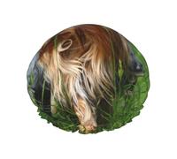 Yorkshire Terrier Lawn Cute Dogs Ummer Red Bow Double Layer Elastic Waterproof Shower Cap Reusable Bath Cap