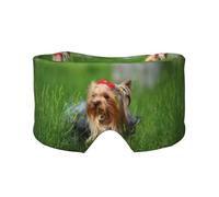 Yorkshire Terrier Lawn Cute Dogs Ummer Red Bow, Full Eye Covers Light Blocking Eye Mask Sleep Eye and Ear Muffs