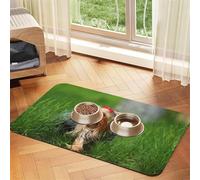 Yorkshire Terrier Lawn Cute Dogs Ummer Red Bow,Waterproof Pet Feeding Mat,PU Leather Placemats for Cat Dog Water Bowl,Food Mats,30x45cm