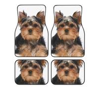 Yorkshire Terrier Lies On White,Car Floor Mats Set of 4,Vehicle Floor Rugs Non-Slip Auto Foot Mats Car Accessories