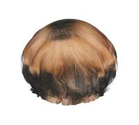 Yorkshire Terrier Lies On White Double Layer Elastic Waterproof Shower Cap Reusable Bath Cap
