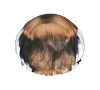 Yorkshire Terrier Lies On White,Shower Cap Nightcap Double Layer Waterproof Elastic Bath Cap Reusable Hair Cap