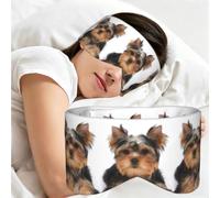 Yorkshire Terrier Lies On White, Sleep Mask for Home Travel, Full Eye Covers Light Blocking Eye Mask Sleep Eye and Ear Muffs
