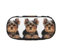 Yorkshire Terrier Lies On White,Small Pencil Case Large Capacity Pencil Pouch Office Stationery Organizer