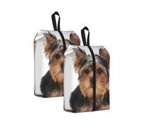 Yorkshire Terrier Lies On White, Travel Shoe Bags 2 Pack, Waterproof Shoe Storage Bags, Shoe Organizer for Travel and Home