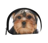 Yorkshire Terrier Lies On White, Women's Storage Bag Shell Makeup Bag Small Coin Purse Shell Change Pouch