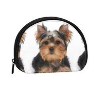 Yorkshire Terrier Lies On WhiteSmall Makeup Sanitary Napkin Storage Bag,Women's Cosmetic Coin Purse
