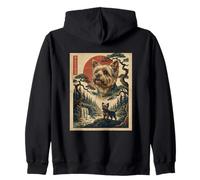 Yorkshire Terrier Lover Japanese Art Vintage Sunset Dog Zip Hoodie