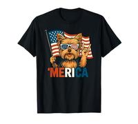 Yorkshire Terrier Merica American Flag 4th of July Dog Lover T-Shirt