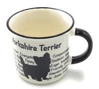 Yorkshire Terrier Mug - Dog Silhouette in Black on White Mug, Characteristics on Cup. Coffee Mug/ Tea Cup. Great Gift/ Present idea for Dog Owners.