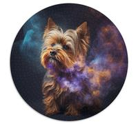 Yorkshire Terrier Nebula 1000 Piece Puzzle 1000-Piece Round Jigsaw Puzzle Perfect for Family Fun on Christmas, Thanksgiving, Birthdays & Easter 67.5x67.5cm