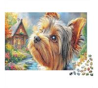 Yorkshire Terrier Paper Terrier Looking Up in Field Jigsaw Puzzle Set Brain Training Birthday Gift 52x38cm/1000pcs