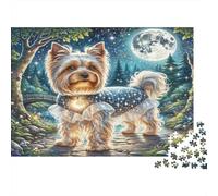 Yorkshire Terrier Paperboard Yorkshire Terrier in Starry Night Forest Classic Jigsaw Puzzle Interactive Boredom Buster 38x26cm/1000pcs