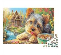 Yorkshire Terrier Paperboard Yorkshire Terrier with Bowl of Food Classic Jigsaw Puzzle Beginner Friendly Mind Stimulating 52x38cm/1000pcs