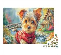 Yorkshire Terrier Paperboard Yorkshire Terrier with Red Sweater Classic Jigsaw Puzzle Brain Training Gift for Adults 70x50cm/1000pcs
