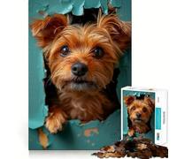 Yorkshire Terrier Peeking 1000 Pieces Puzzles for Adults Mind Exercise Play Precision Cut Smooth Edges Relaxing Indoor Group Activity (50x75cm)