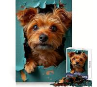 Yorkshire Terrier Peeking Jigsaw Puzzles 1000 Piece for Teenagers Recall Skill Happy Idle Time Crisp Edges (38x52cm)