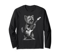 Yorkshire Terrier Playing Guitar Rock Music Dog Lover Long Sleeve T-Shirt