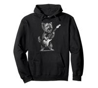 Yorkshire Terrier Playing Guitar Rock Music Dog Lover Pullover Hoodie