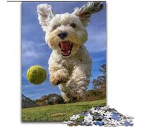 Yorkshire Terrier Playing Tennis Jigsaws 1000 Pieces for Teenagers, Suitable for Ages 14 And Up Toy Wall Decor Birthday And Unique Gifts (26x38cm)