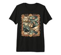 Yorkshire Terrier Puppies Flower Garden Premium T-Shirt