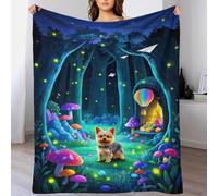 Yorkshire Terrier Puppy 3D Printed Ultra Soft 3D Printed Flannel Blanket Cute Dog Cozy Microfiber Plush Sherpa Warm Throw for Kids And Adults 40x50inch(100x130cm)