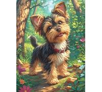 Yorkshire Terrier Puppy in A Flower Garden 1000 Piece Count Jigsaw Puzzle Set Wildlife Pet Cute For Adults Teens 14+ Concentration Training Indoor Game Family Game Night Rigid Cardboard 1000 PCS
