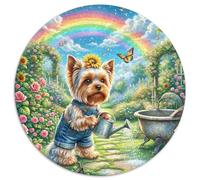 Yorkshire Terrier Puzzle 1000 Piece Jigsaw Good Friend Partner Pet Round Jigsaws Adults Kids Puzzles Difficult Suitable for Home Decor Impossible Challenging Games Adult Presents 1000pcs (67.5x67.5c