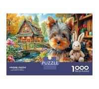 Yorkshire Terrier Puzzle for Adults 1000 Pc Jigsaw Puzzle Recycled Paper Yorkshire Terrier Rustic Farm Backdrop Educational Game Challenge Wall Decoration And Gifts 52x38cm/1000pcs