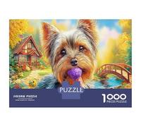 Yorkshire Terrier Puzzle for Adults 1000 Piece Jigsaw Puzzle Recycled Paper Yorkshire Terrier Playful Farm Backdrop Fun And Challenging Decompression Great Gift Idea 70x50cm/1000pcs
