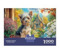 Yorkshire Terrier Puzzle for Adults 1000 Pieces Jigsaw Puzzle Yorkshire Terrier Sunny Farm Backdrop Recycled Paper Educational Game Challenge Fun Home Activity38x26cm/1000pcs