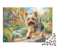 Yorkshire Terrier Puzzles for Adults 1000 Pieces Jigsaw Puzzles Cute Pet Challenging for Mom Dad Family Friend Family Activity Games Home Decor Wall Art 38x26cm/1000pcs