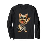 Yorkshire Terrier Rock Dog Music Lover Graphic Playful Sharp Long Sleeve T-Shirt