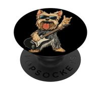 Yorkshire Terrier Rock Dog Music Lover Graphic Playful Sharp PopSockets Adhesive PopGrip