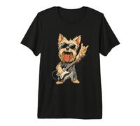 Yorkshire Terrier Rock Dog Music Lover Graphic Playful Sharp Premium T-Shirt