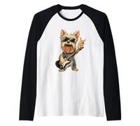 Yorkshire Terrier Rock Dog Music Lover Graphic Playful Sharp Raglan Baseball Tee