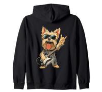 Yorkshire Terrier Rock Dog Music Lover Graphic Playful Sharp Zip Hoodie