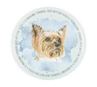 Yorkshire Terrier Round Glass Worktop Saver - Life's Better with a Dog Gift - Textured Kitchen Chopping/Cutting Board Worktop Protector with Non-Slip Feet 30cm x 30cm (12" x 12")