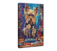 Yorkshire Terrier Scientist Poster Canvas Poster Bedroom Decor Landscape Office Room Decor Gift 16x24inch(40x60cm)