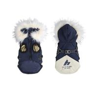 Yorkshire Terrier Shiba Inu Bulldog Pomeranian Poodle Down Jacket Windproof Waterproof Pet Snow Cold Hooded Jacket,Blue,3XL