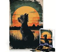 Yorkshire Terrier Silhouette Sunset 1000 Piece Jigsaw Puzzle for Teenagers Clear Thinking Leisure Activity Firm Interlock (38x52cm)