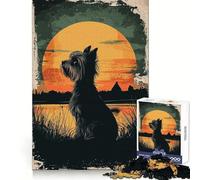 Yorkshire Terrier Silhouette Sunset Jigsaw Puzzle for Teenagers 1000 Pieces Brain Teasing Pleasant Leisure Smooth Edges Ideal Xmas Gift (50x75cm)