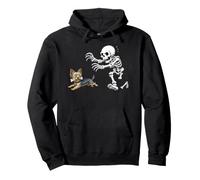 Yorkshire Terrier Skeleton Bone Chase Funny Halloween Humor Pullover Hoodie