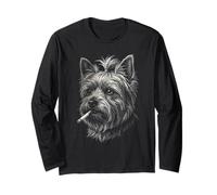 Yorkshire Terrier Smoking Cigarette Vintage Yorkie Joke Meme Long Sleeve T-Shirt