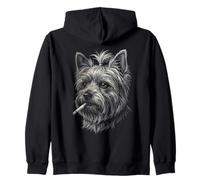 Yorkshire Terrier Smoking Cigarette Vintage Yorkie Joke Meme Zip Hoodie