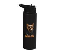 Yorkshire Terrier Smoking Cigarette Whisky Lover Funny Dog Stainless Steel Insulated Water Bottle